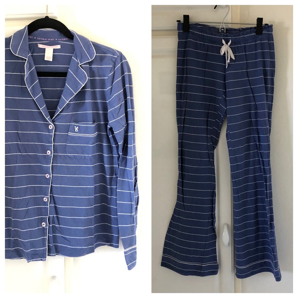 ‼️SOLD‼️ Victoria's Secret Blue & White Striped Pajama Set